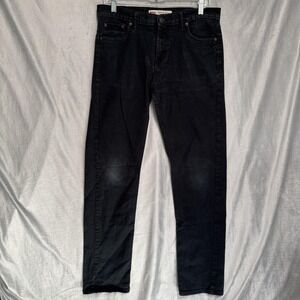 Levis 502 Jeans Mens 30x30 Black Regular Taper Stretch Denim Pants Zip Fly